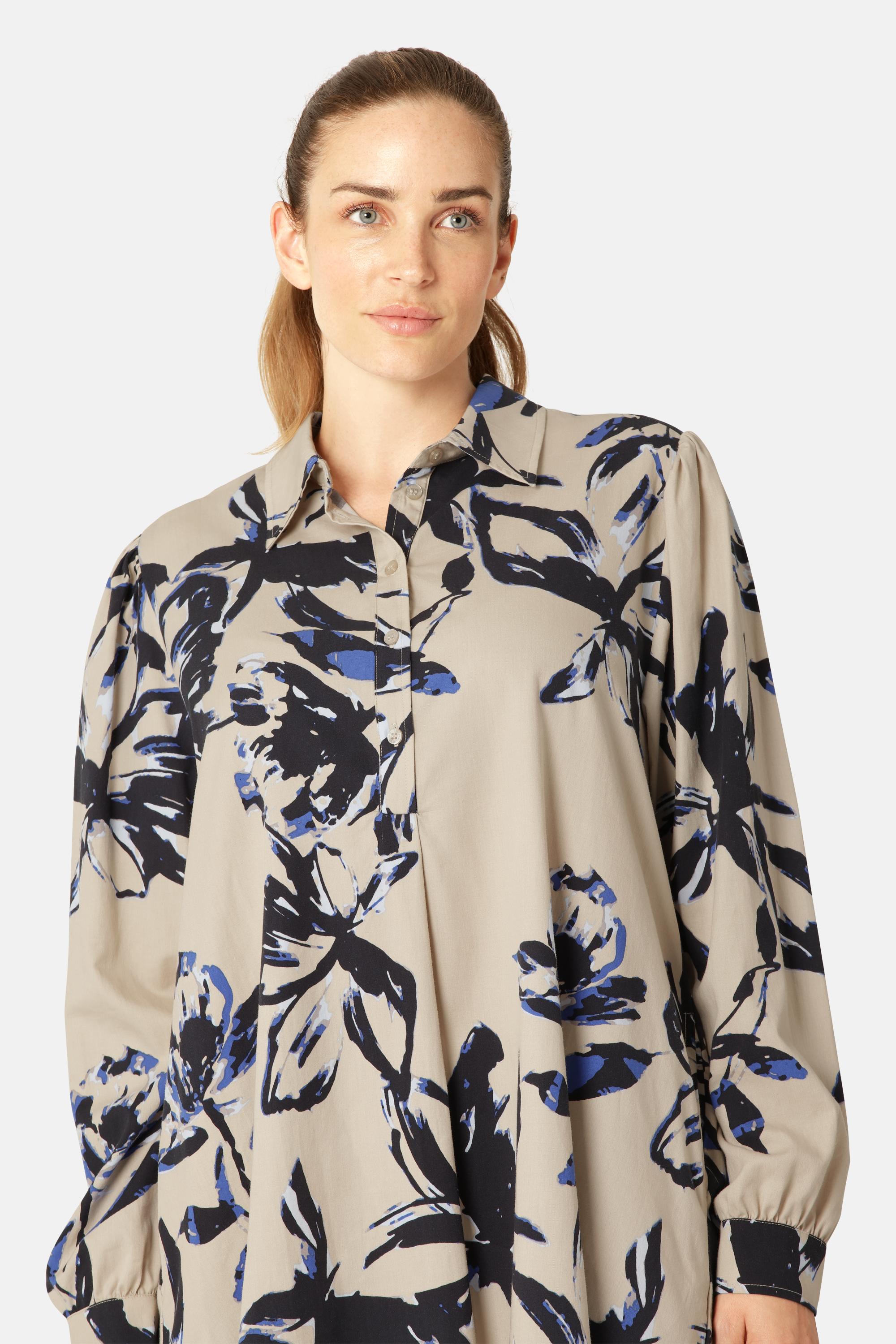 Lang Tunika Kjole - Sand Artsy Stroke Flower